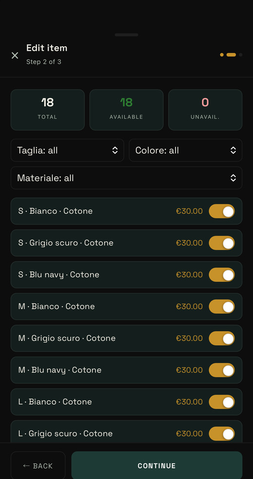 Combinazioni generate automaticamente