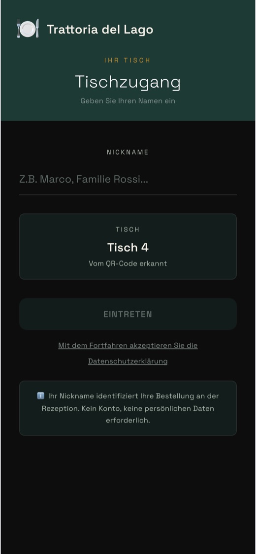 Inquadra il QR al tavolo