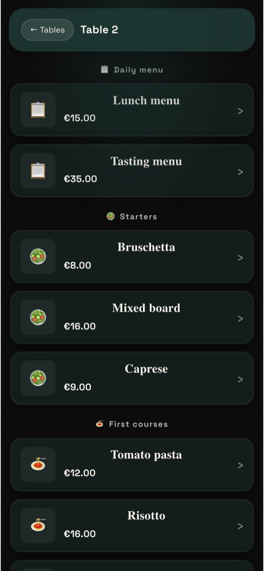 Prende la comanda dal menù