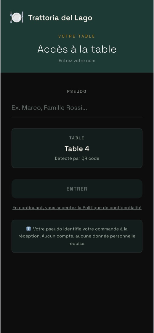 Inquadra il QR al tavolo