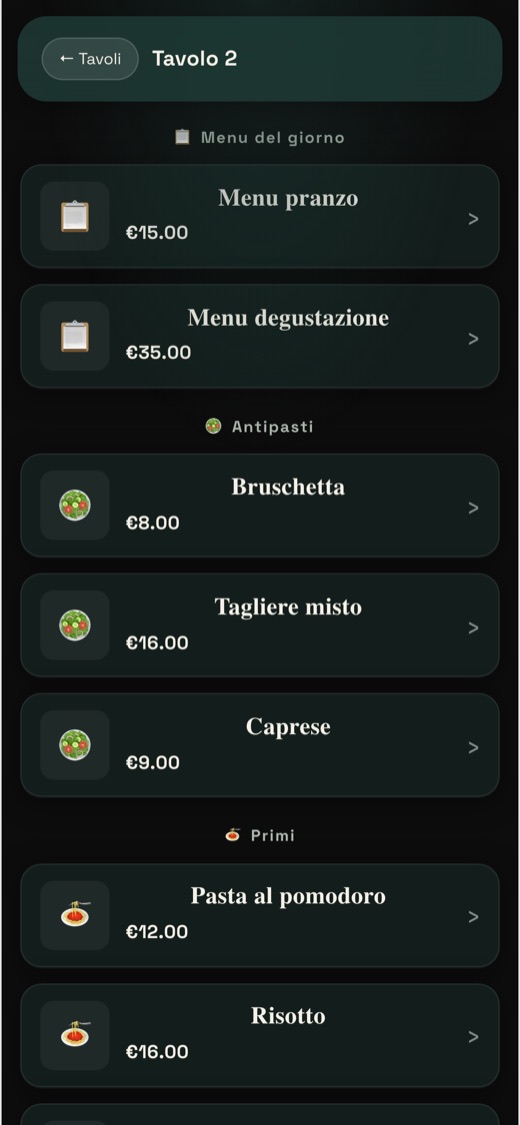 Prende la comanda dal menù