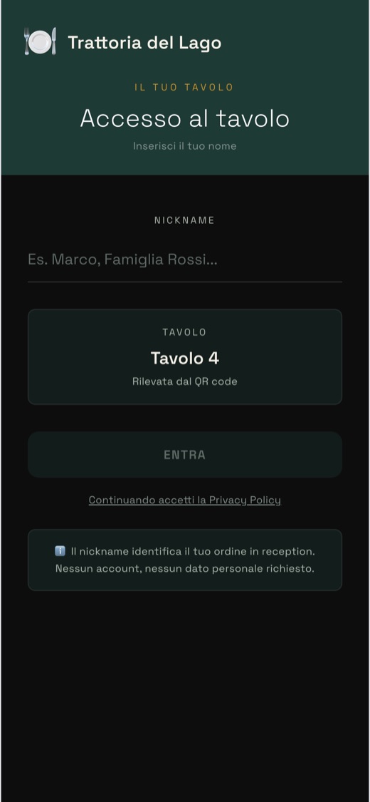 Inquadra il QR al tavolo